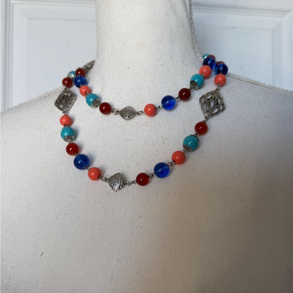RJ Graziano Long Looped Colorful Glass Bead Necklace